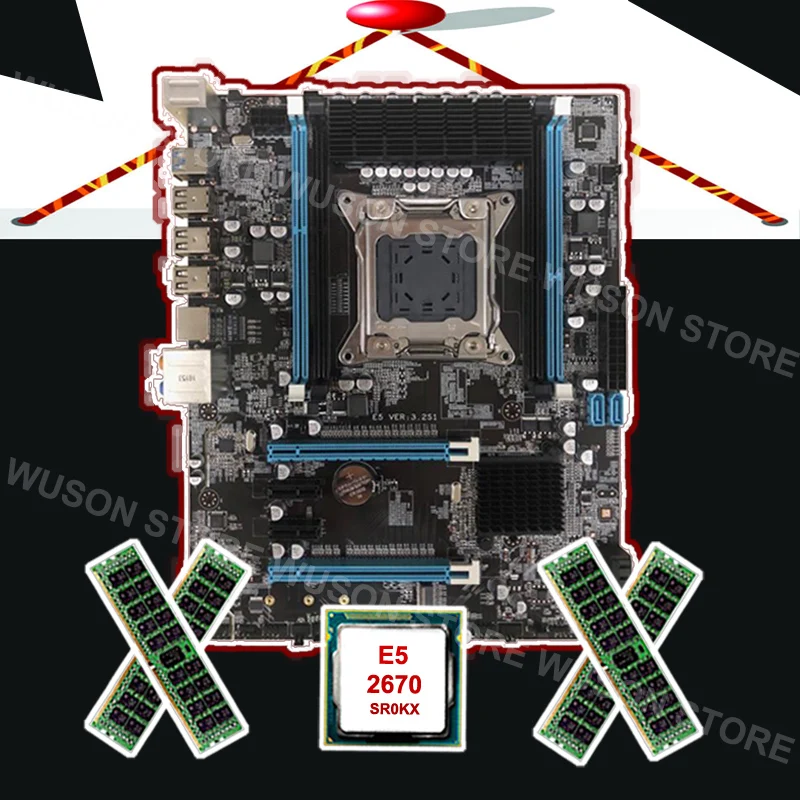 #Special Offers New arrival Runing X79 motherboard with M.2 slot brand motherboard with CPU Intel Xeon E5 2670 C2 2.6GHz RAM 32G 1600 REG ECC
