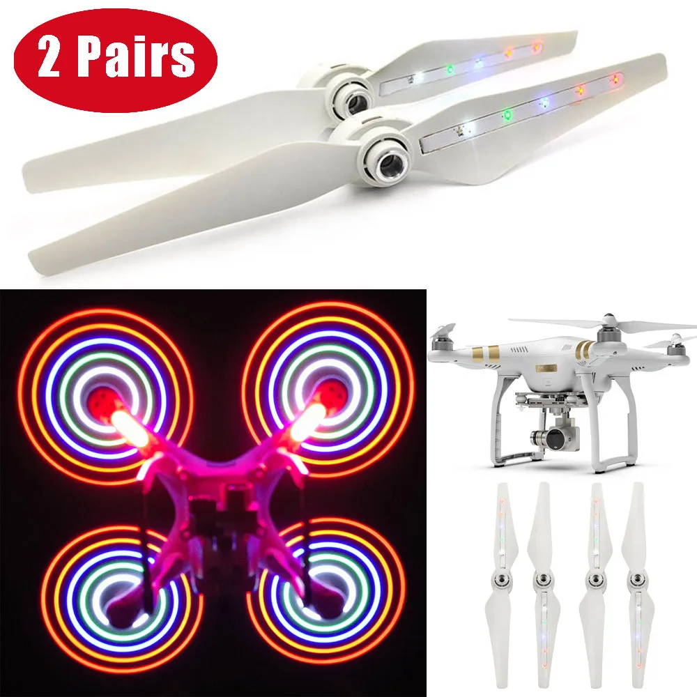 

HIPERDEAL 2Pairs LED Flash Light Propeller For DJI Phantom 3 PRO&ADV Done Accessories USB Rechargeable Propeller AP06f
