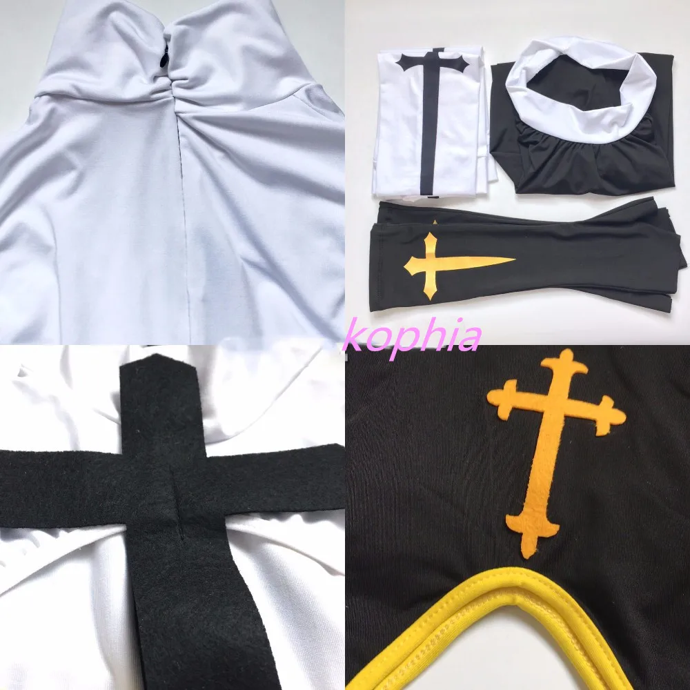 Virgin Mary Sexy Nun Costume Adult Women Cosplay Dress With Black Hood For Halloween Sister Cosplay Party Costume Nun Outfits