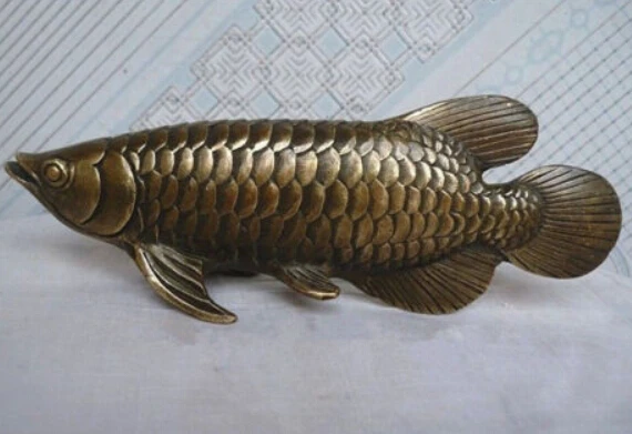 

Chinese Folk Culture HandMade Brass Bronze statue Fish Sculpture