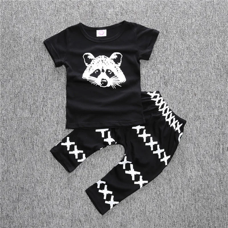 

New Arrival Kids Clothes Boys Clothing for Summer Cotton 2pcs Set Printing Squirrel T-shirt + Printing Pants Sets