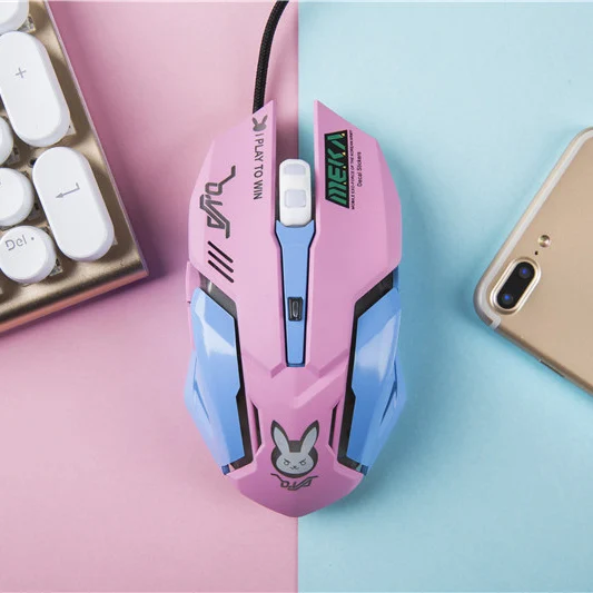 OW 6 кнопок, игровая дышащая светодиодная подсветка, игровая мышь D. VA Reaper, проводная USB компьютерная мышь для ПК и Mac, геймеров Overwatch - Цвет: pink