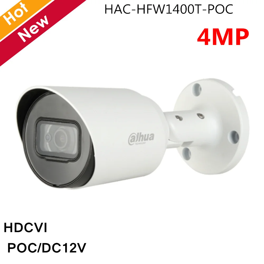 Cena Kamera Dahua POC 4MP HAC HFW1400T POC kamera HDCVI Smart IR 30 metrów wsparcie POC DC12V 3.6mm domyślna kamera ochrony obiektywu
