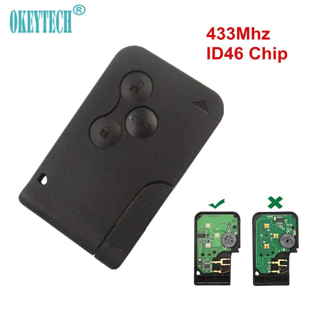 Smart Card Remote Key 3 Buttons 433MHz Chip for Renault Megane Scenic ID46