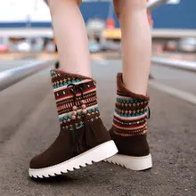2016 new Snow Boots platform women winter shoes waterproof ankle boots lace up fur boots brown black short boots big size AA556