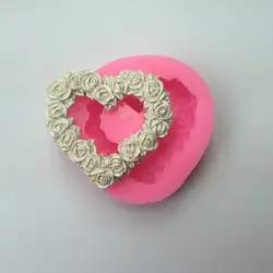 В форме сердца Роза рамка силиконовая форма для торта помадка форма для торта декоративное устройство для шоколада форма для мастики