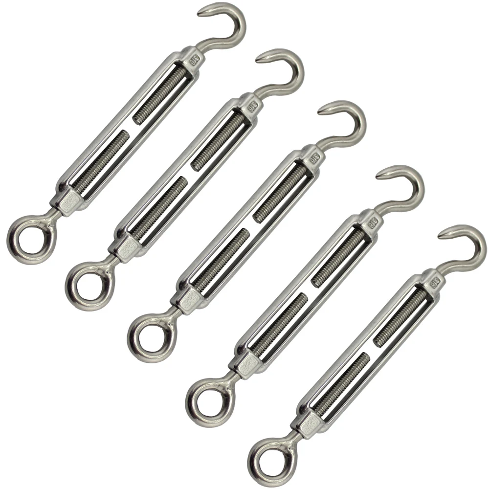 Stainless Rope Tension Hook-Eye Turnbuckle High Polished Adjustable Wire  Rope M8 Open Body Turnbuckle Sun Shade Kits 5pcs - AliExpress