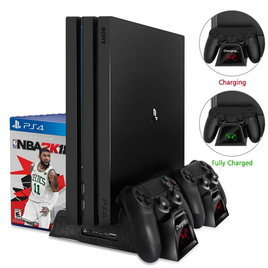 DOBE PS4/PS4 Slim/PS4 Pro Dual Controller Charger Game Card Storage Cooling Fan Vertical Stand Charging For SONY Playstation 4 DOBE PS4/PS4 Slim/PS4 Pro Dual Controller Charger Game Card Storage Cooling Fan Vertical Stand Charging For SONY Playstation 4