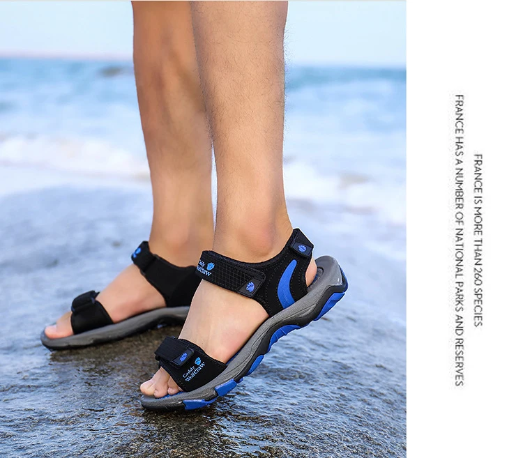 Мужские сандалии; Новинка года; Летние повседневные сандалии; мужская пляжная обувь на плоской подошве; размеры 38-45