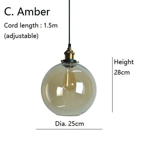 LukLoy стеклянные подвесные светильники кухонный светильник светодиодный светильник прикроватная подвесная потолочная лампа лампы для спальни гостиной светильники - Цвет корпуса: C. Amber
