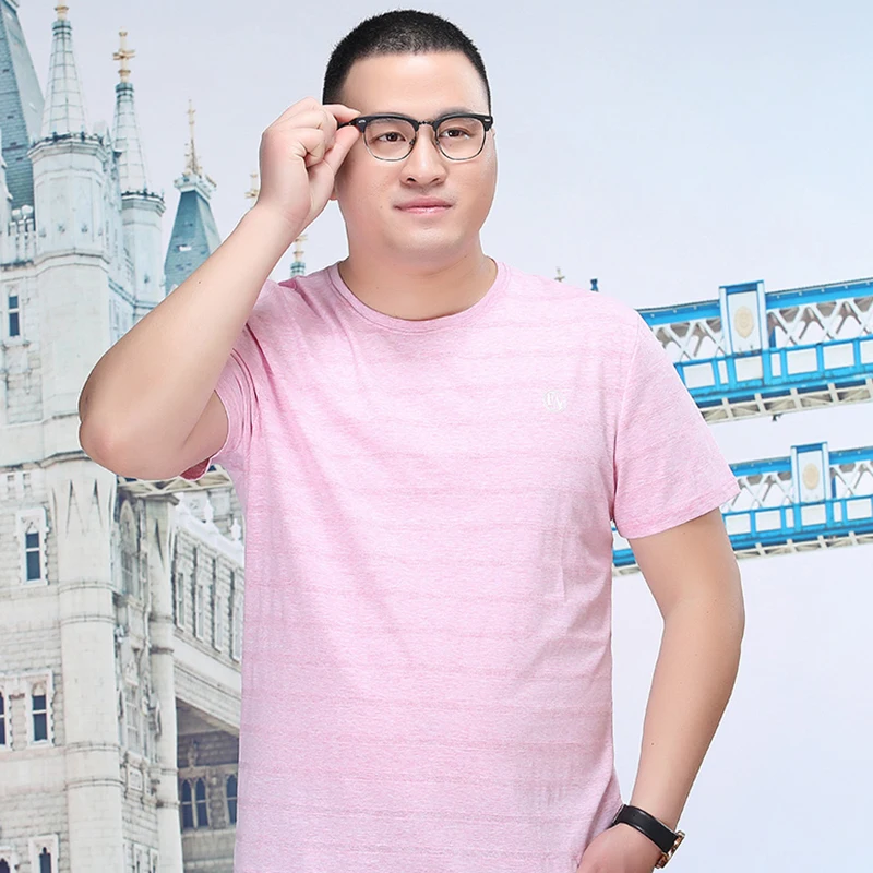 

2019 Short Sleeve Casual T-Shirts Men Brand Design Cotton Tops Shirt Male Plus Size O-Neck Striped Summer Clothing 7XL