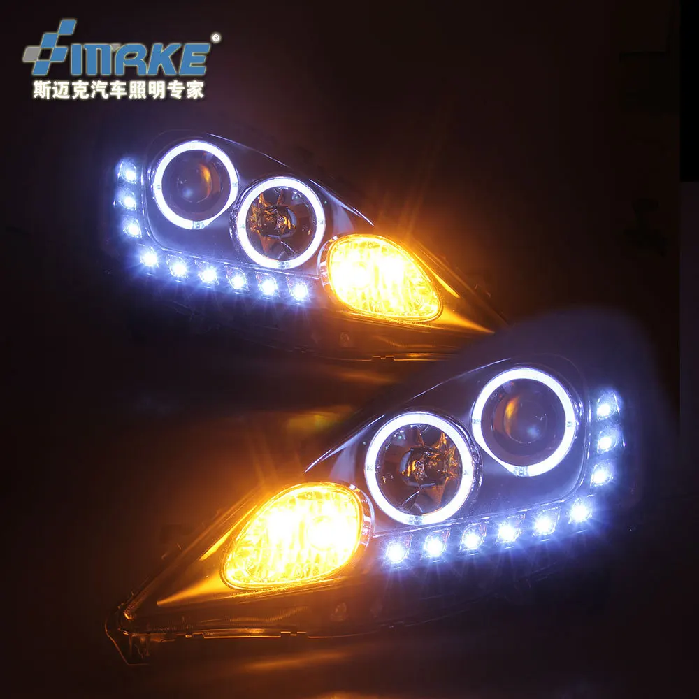 Xenon headlamps LED daytime running lights bifocal lens angel eye