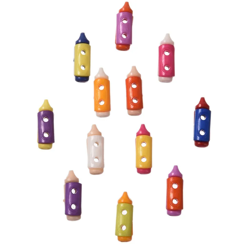 

100 Pcs 2Holes Plastic Pencil Pttern Mixed Knopf Buttons Sewing Buttons Scrapbooking Home Decoration DIY Accessories 20*6mm