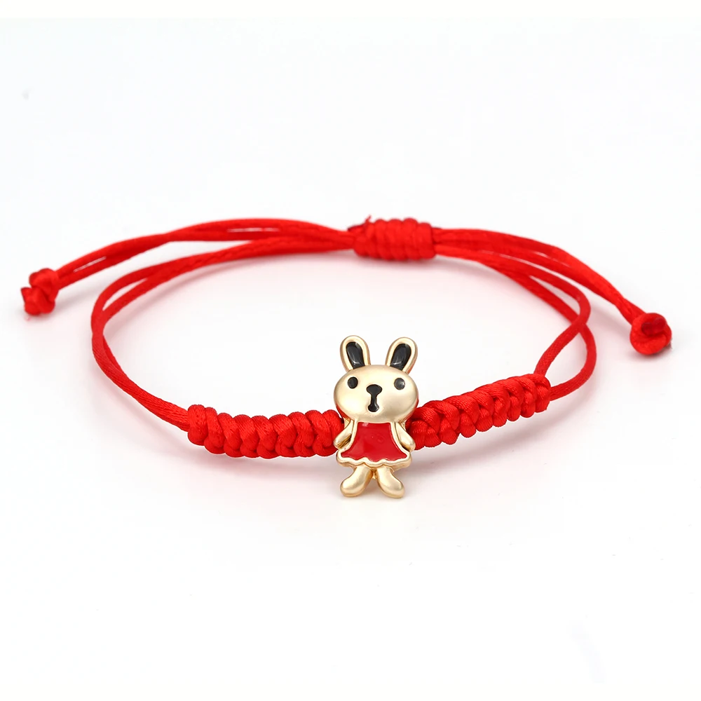 Wish Card красные браслеты на удачу для женщин и мужчин милый Медведь Кролик Свинья подвеска в виде лягушки Красный Веревка Браслеты, бижутерия подарок EY6379