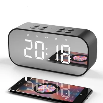 

BT501 Portable Speaker Wireless Bluetooth Speaker with Alarm Clock mirror Column Subwoofer Music Sound LED wireless luxurio
