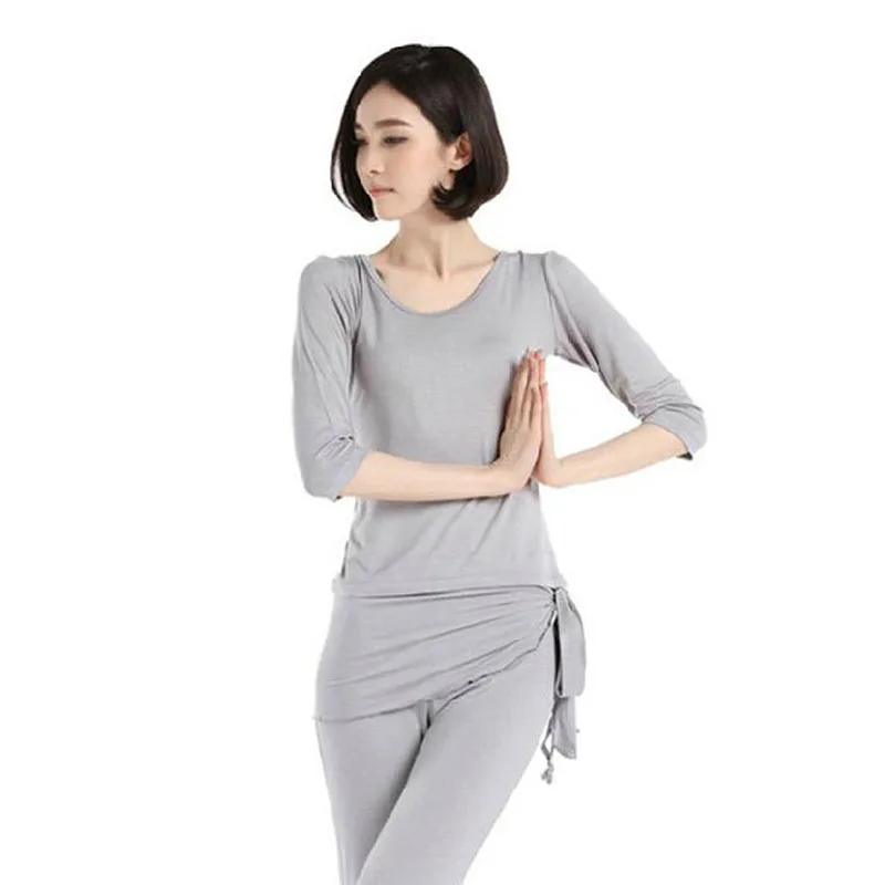 

Tracksuit Female Half Sleeve Yoga Tops Pants Set Suits Fitness Women's Tracksuits Modal Sweatshirt+Sweatpants 2 Pieces Sets