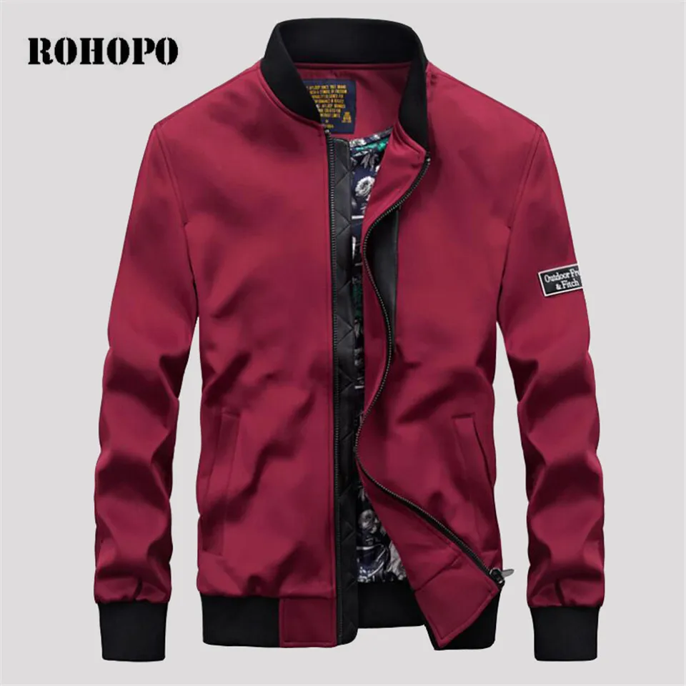 ROHOPO chaqueta de béisbol casual Hombre chaqueta de primavera de 2019 o el cuello de Baseball prendas de la Universidad de hombre de algodón suave respirar chaqueta