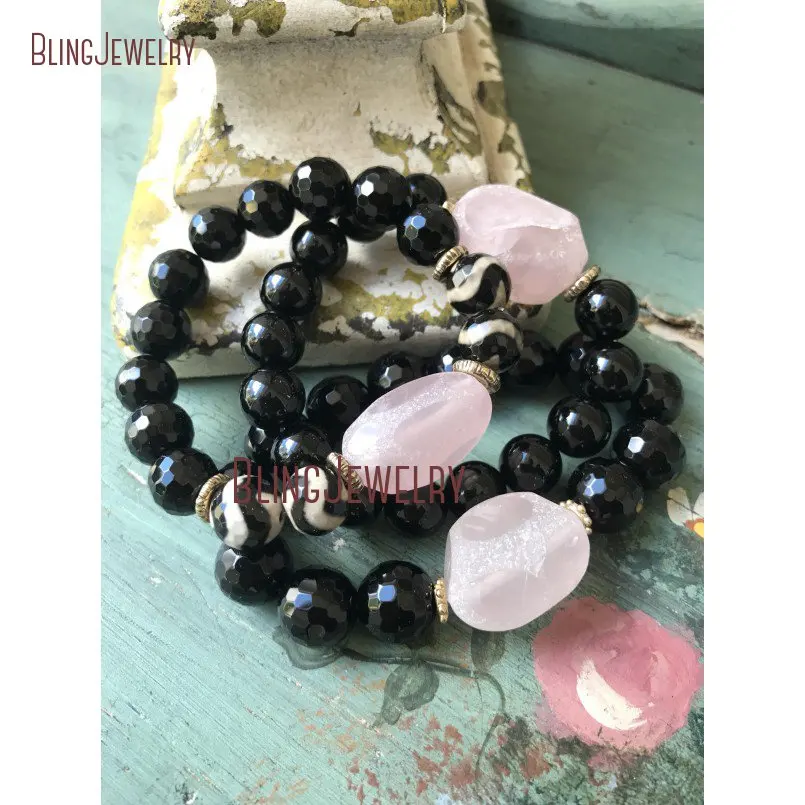 20181207-BM11304-pink and black unique glam stone bracelet boho accessory gift elegant style trendy jewelry_5