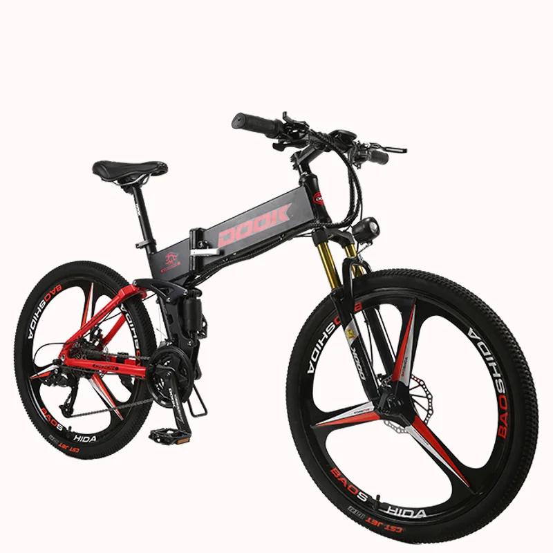 DOOK, DOOK montaña bicicleta eléctrica suspensión completa de aluminio plegable marco 27 velocidad Shimano Altus mecánico de 26