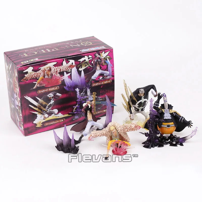 

Anime One Piece Bartholemew Kuma Gekko Moria Donquixote Doflamingo Dracule Mihawk Collectible Model PVC Figures Toys 4pcs/set