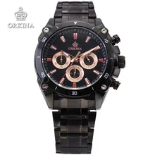 Бренд Orkina мужские s Кварцевые аналоговые наручные часы мужские черные часы из нержавеющей стали чехол с черным циферблатом мужские спортивные модные часы