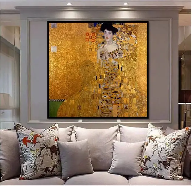 

Portrait of in golden woman Gustav Klimt abstract oil painting good for bedroom decoration