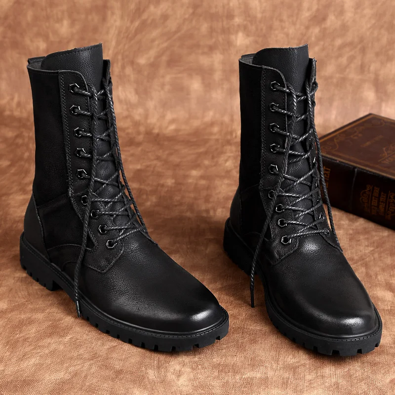 NINYOO/Новые военные ботинки мужская зимняя обувь из натуральной кожи, 48, 49 водонепроницаемые резиновые черные ботильоны на меху размера плюс 50, 51, 52