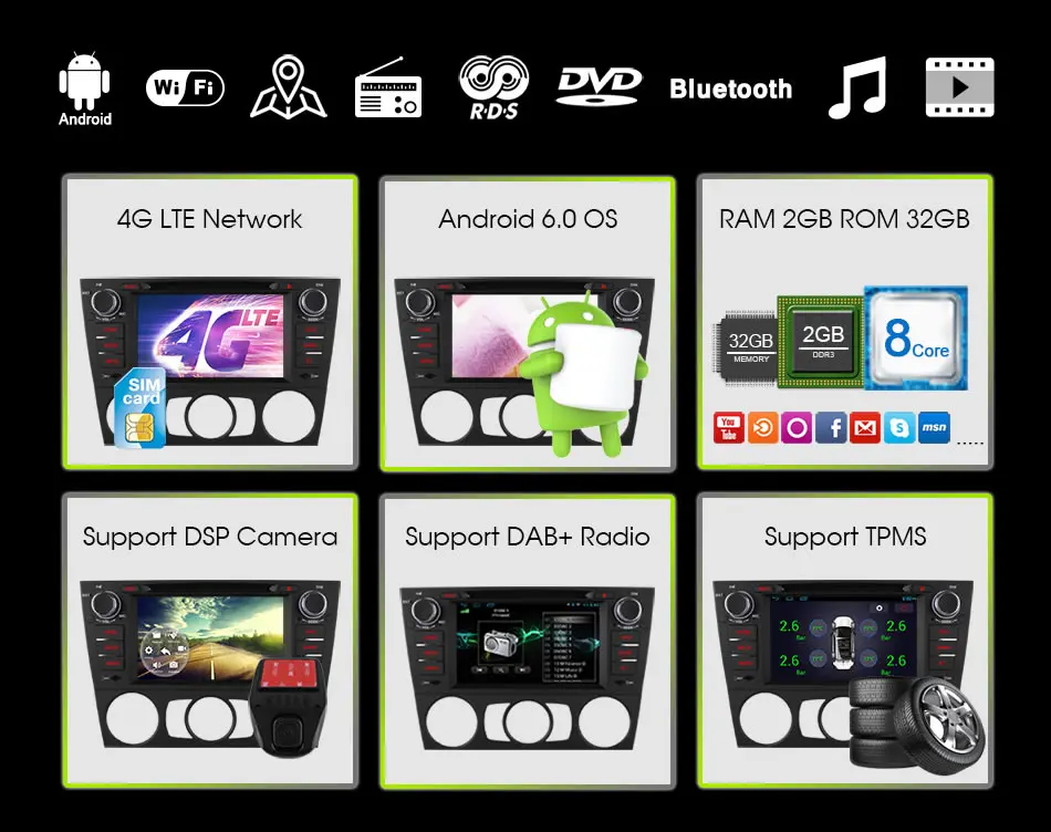 Top Ownice C500 32G ROM Car DVD GPS Octa Core Android 6.0 For E90 E91 E92 E93 Car Radio Player 2GB RAM 16GB ROM Support wifi 4G DAB+ 3