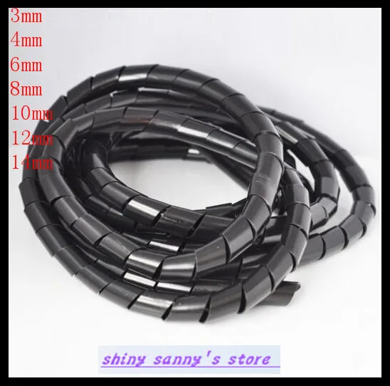 10M Long Flexible Polyethylene Spiral Cable Wire Wrap Tube 8mm 1pcs