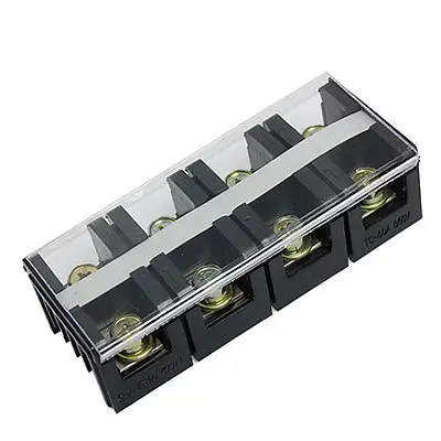 

660V 60A Dual 4 Positions Screw Terminal Strip Block w Covered