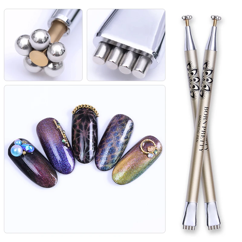 

BORN PRETTY 1 Pc Dual-ended Cat Eye Magnetic Stick Flower Strip Pattern DIY Image For UV Nail Gel Polish Manicure Magical Stick