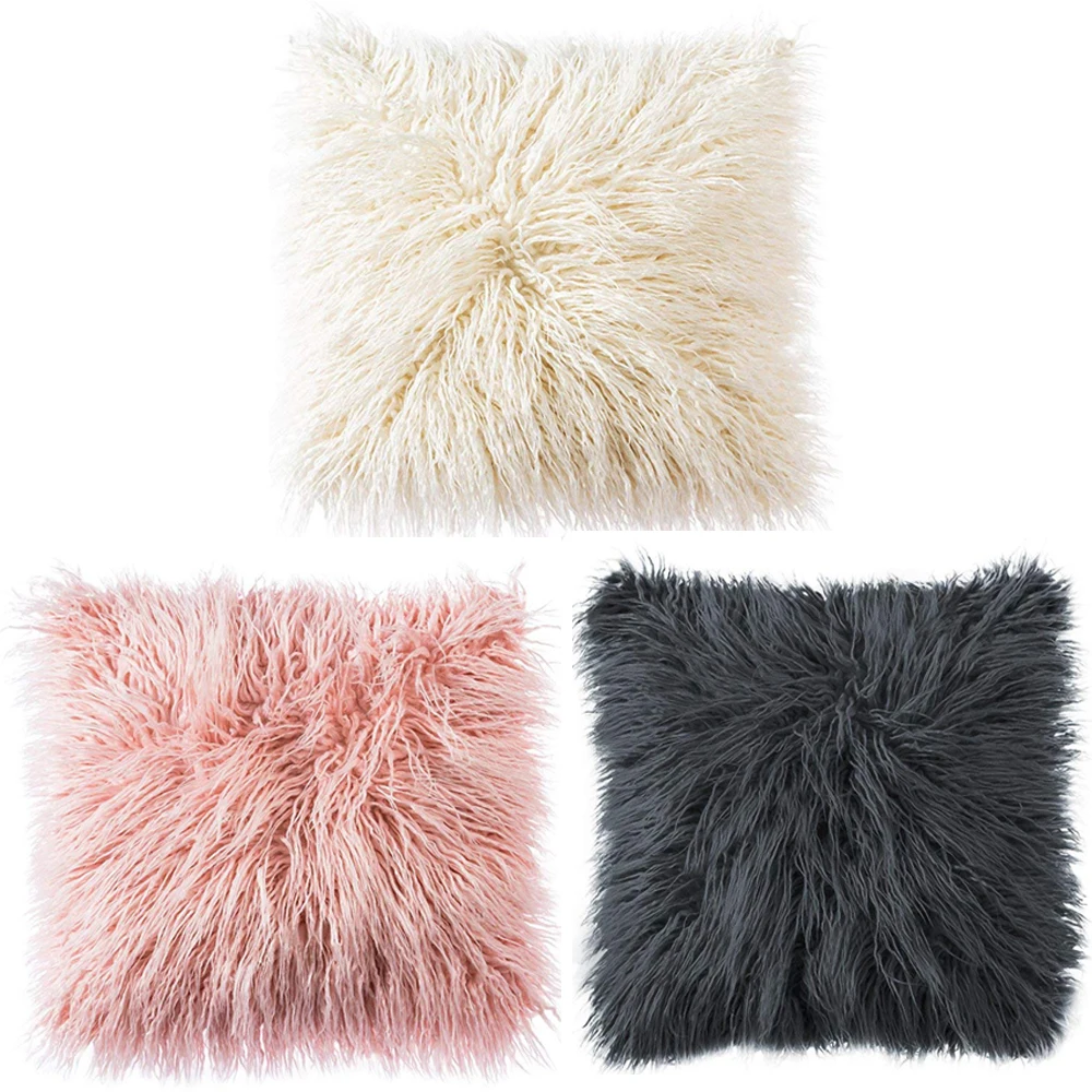 

Winter Warm Pillowcases Super Soft Long Plush Shaggy Fluffy Pillow Cover Multi-Function Car Sofa Home Pub Decor Cushion Cover