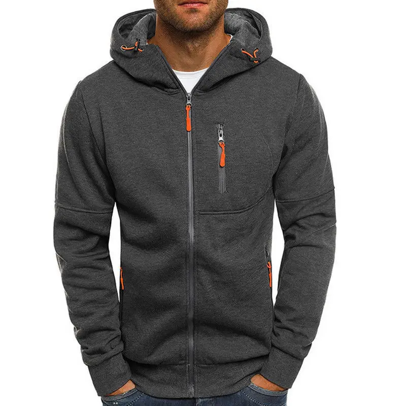 

Men's Winter Hoodies Slim Fit Hooded Outwear Coat Jacket Male New Casual Solid Long Sleeve Zip Up Warm Top Outerwear Coats