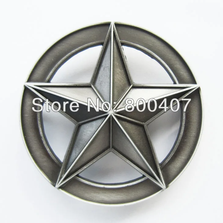 

Retail Distribute Antique Brushed Silver Circle Star Belt Buckle BUCKLE-T010AS Free Shipping
