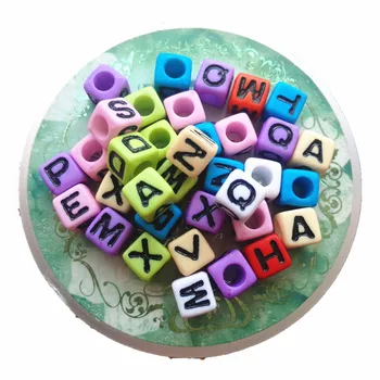 

Factory Direct Sell 1800PCS/Lot 7*7MM Mixed Solid Colors Square Alphabet Letter Beads Cube Acrylic Plastic Kint Braclet Beads