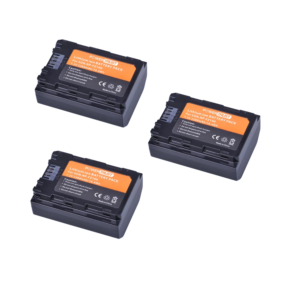 

3x 2280mAh NP-FZ100 NPFZ100 NP FZ100 Battery for Sony a9, A9R,9s,BC-QZ1 Alpha 9, ILCE-9,A7R,ILCE-7RM3,A7 III,ILCE-7M3,ILCE-7M3K