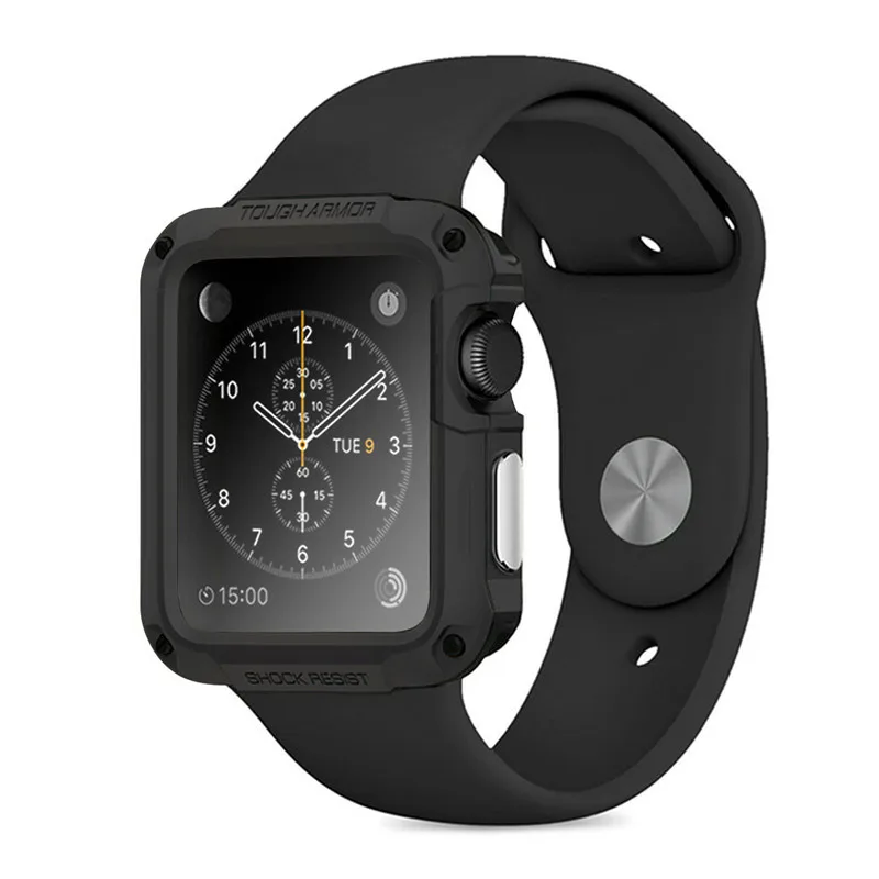 ПК чехол для часов Apple Watch Series 4/3/2/1 2 в 1 чехол для легко разбирается и в сборе для наручных часов Iwatch серии 44/42/40/38 мм - Цвет ремешка: Black