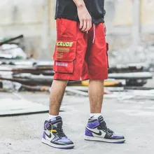 Японские Харадзюку мужские шорты Карго с большими карманами для лета, уличная одежда для мальчиков, шорты в стиле хип-хоп с завязками размера плюс M-XXL