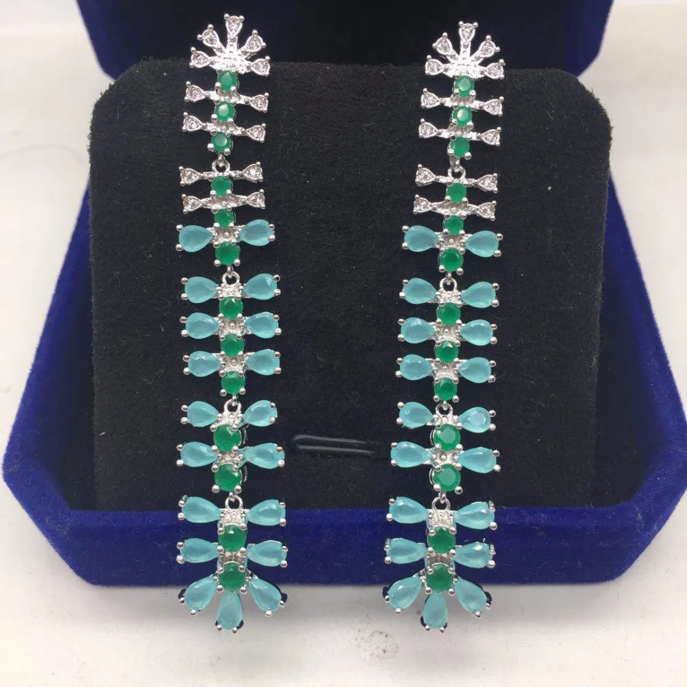 

Europe Brand Design Long Tree Leaf AAA Cubic Zirconia Drop Wedding Earrings For Women Bridal Ear Accessories Brincos