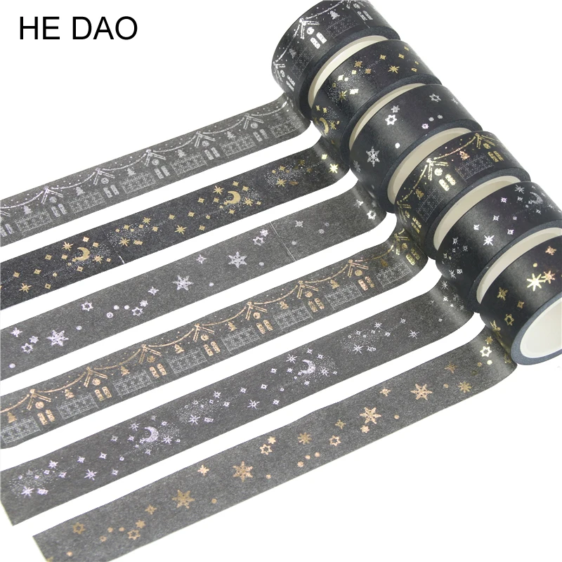 

DIY Minimalist Black White Textured Paper Tape Pda Silver Small Fresh Floral Tape 5m Decorative Adhesive Tape Sticker Washi Tape