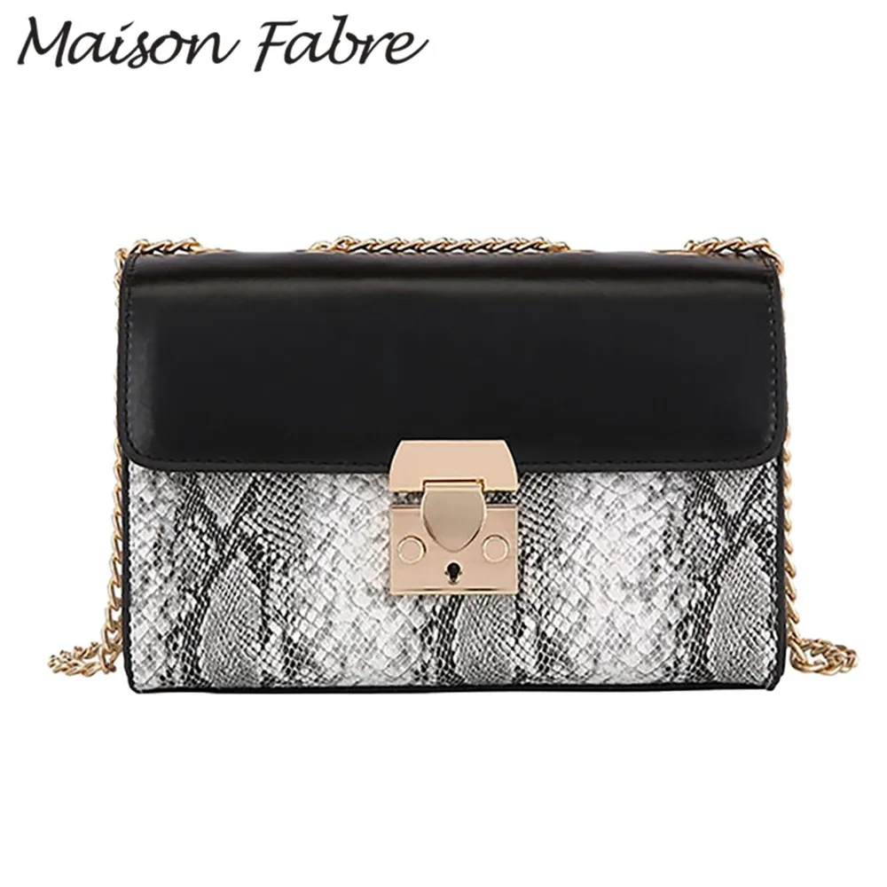 Maison Fabre Bag woman leather shoulder bag snake print crossbody Bag chain clutch purses 2019 ...