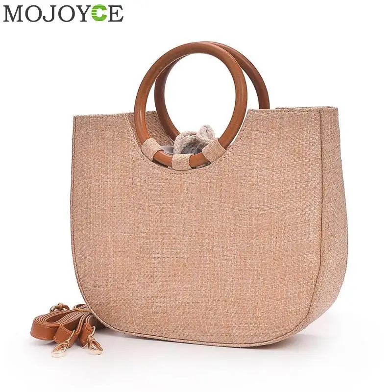 

Simple Women Round Handle Handbag Brand Designer Straw Shoulder Bag 2018 Summer Beach Travel Tote Handbag Casual Crossbody Bags