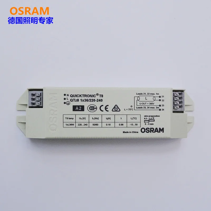 

For 1PSC OSRAM QUICKTRONIC T8 QTz8 2x36W/220-240 electronic ballast fluorescent lamp tube ECG control gear,220V-240V 2xL36W