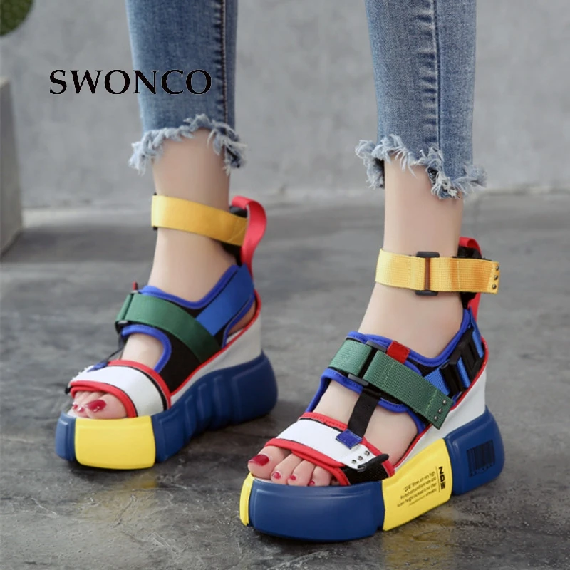 SWONCO Women's Sandals 2019 Summer High Heels Sandals For Women Chunky Sandal Womens Wedge Platform Shoes Casual Summer Sandal SWONCO Women's Sandals 2019 Summer High Heels Sandals For Women Chunky Sandal Womens Wedge Platform Shoes Casual Summer Sandal