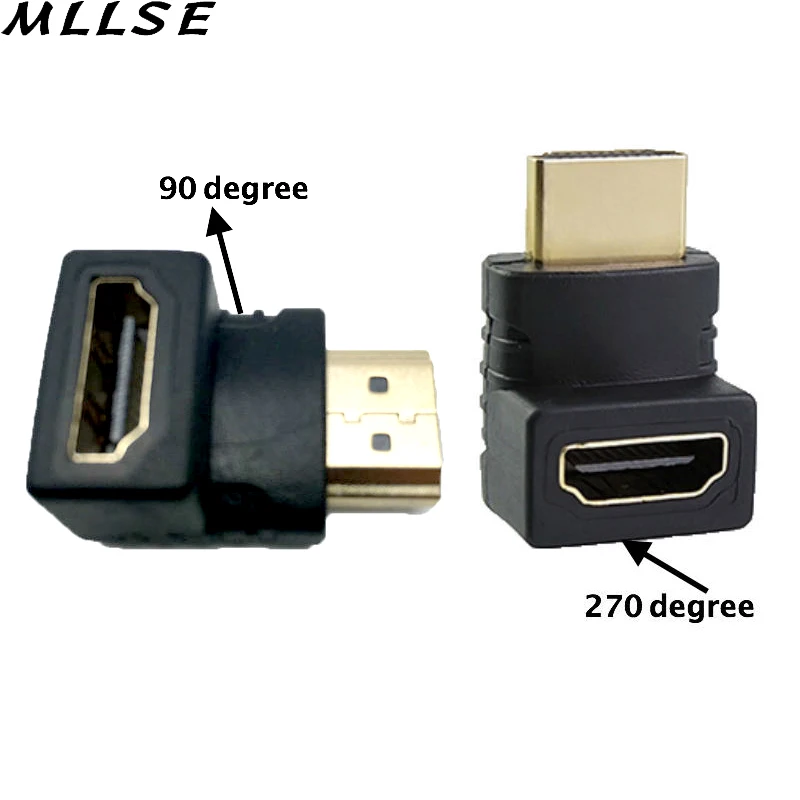 MLLSE 2 шт./лот 90/270 градусов угол HDMI к Мужской женскому Переходный кабель конвертер