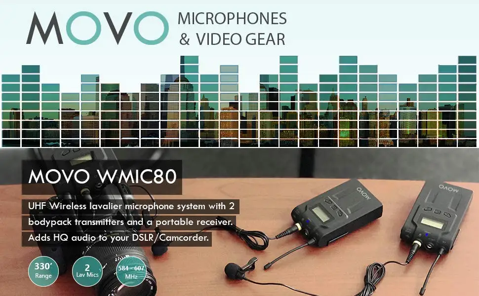 Movo Wmic80 Uhf Wireless Lavalier Microphone System With 2