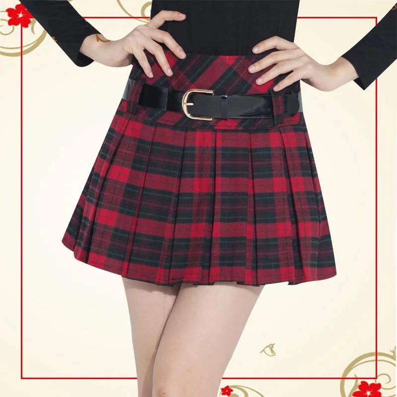 Новая осенне-зимняя модная популярная стильная плиссированные короткие юбки женская красная серая шотландская юбка в клетку