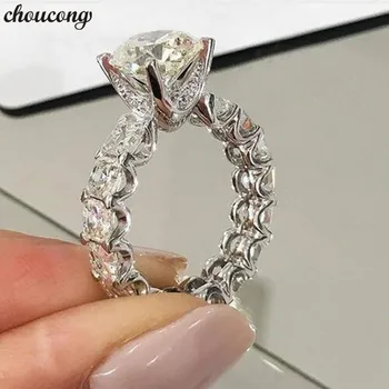 

choucong Unique Design Promise ring 1ct AAAAA Zircon Cz 925 Sterling silver Engagement Wedding Band Rings for women men Jewelry