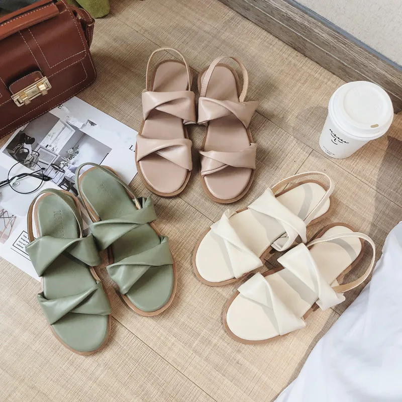 

flat sandals Rome Concise Solid soulier femme shoes woman Pure colour new arrival Casual summer all match korean style zomer