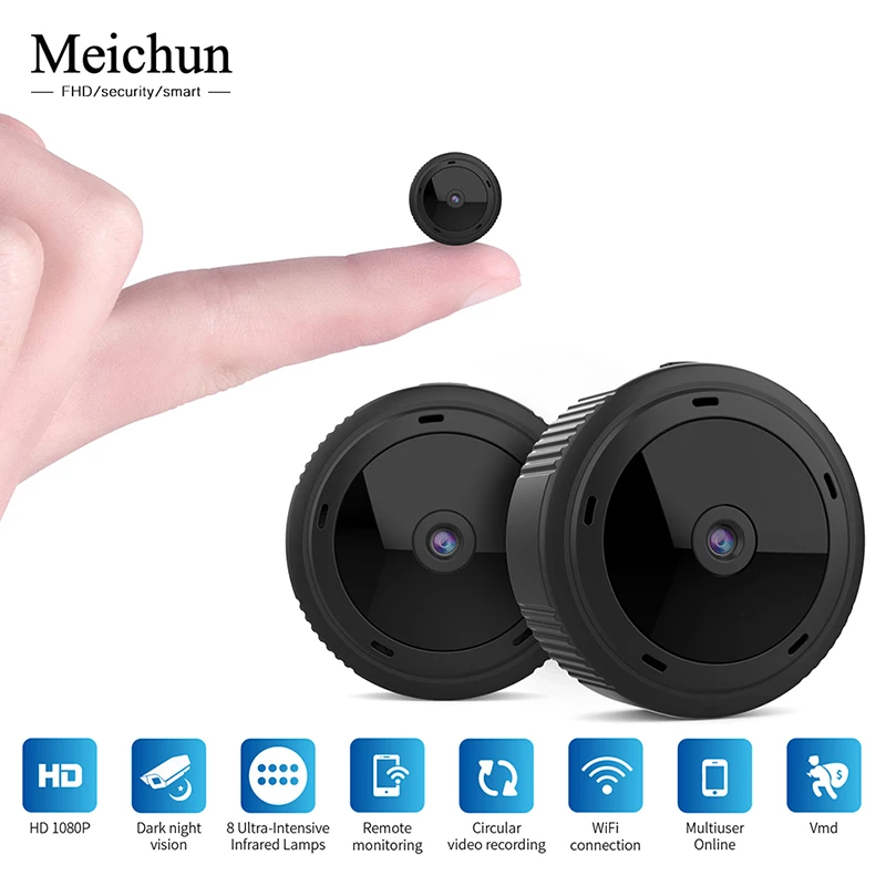 

Meichun Mini Camera WIFI 2MP 1080P Sensor Portable Security Camcorder Small Cam Secret Espia Cameras Support Hidden TF card